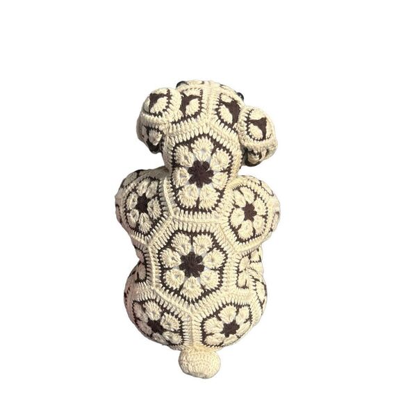 Max the bulldog African flower print crochet tan brown stuffed animal handmade - Picture 3 of 6